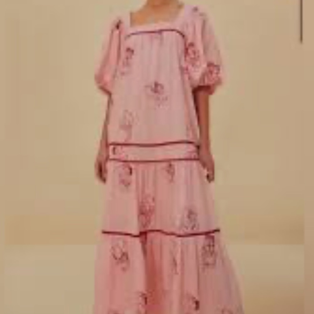 Farm Rio The Kiss Embroidered Maxi Dress
